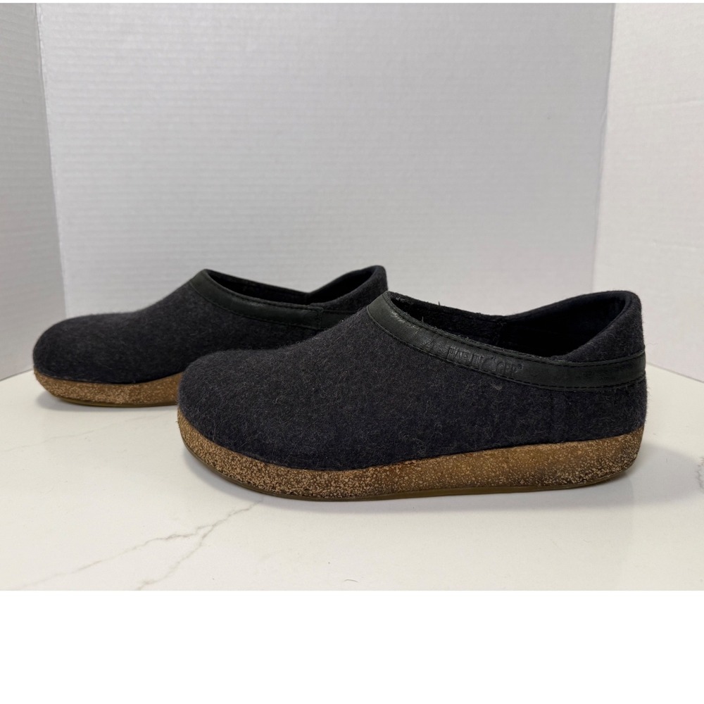 Haflinger Grizzly Wool Clogs Charcoal Gray Cork Footbed Mens 7 Womens 8.5 EU 39